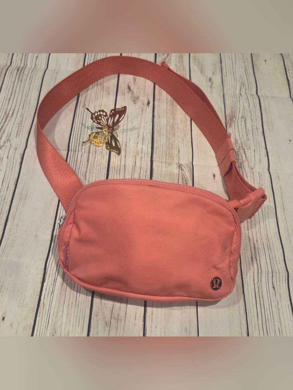 lululemon coral pink crossbody belt bag